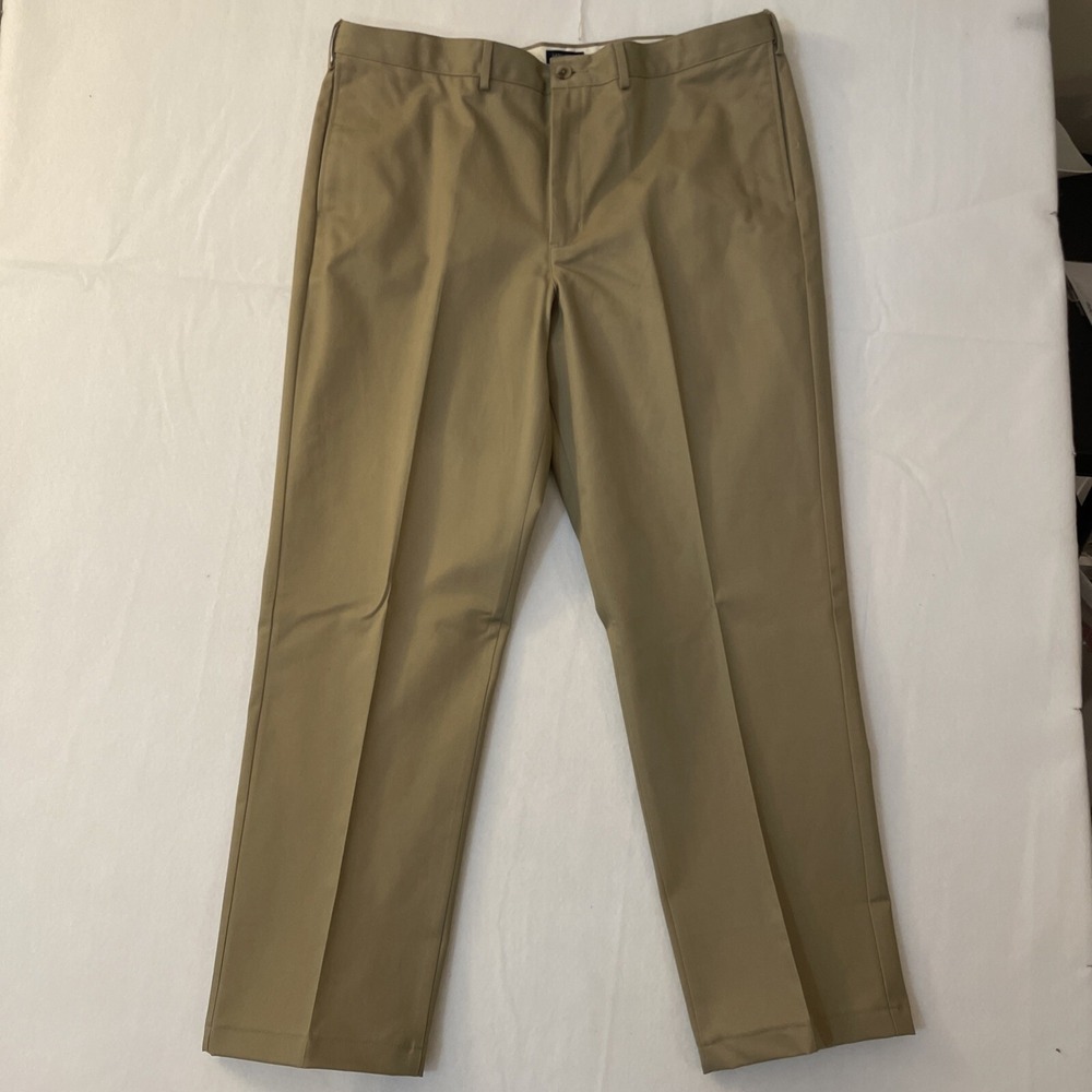 Lands End Men's Traditional Fit No Iron Chino Pants - Khaki, 42x32 Flat Front